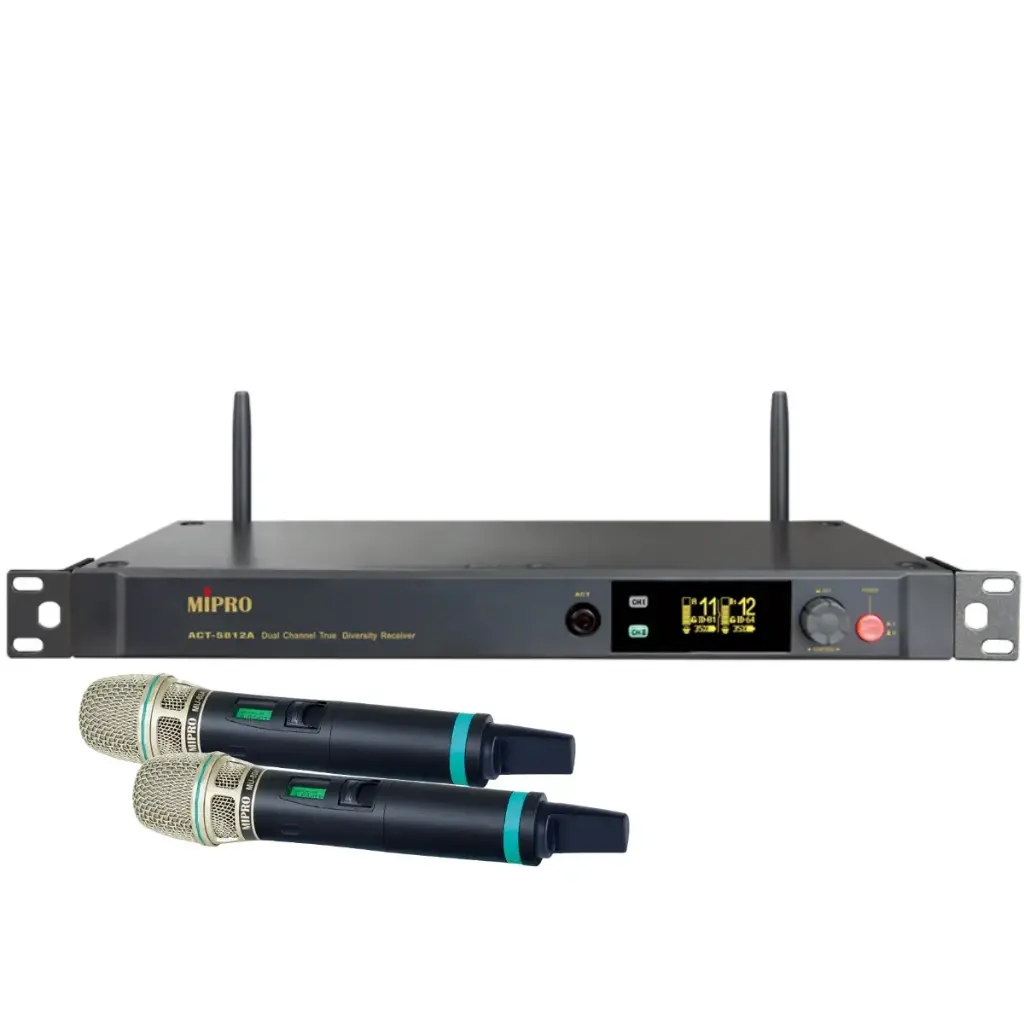 Mipro ACT-5812A/ACT-580H x 2  5,8GHz Trådløst sett 2 x håndsender mottaker Digitalt  Ladbart i docking stasjon