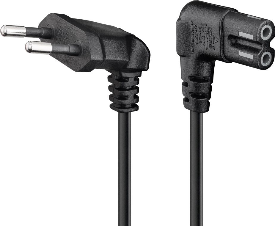 Legamaster Connection Cable Euro Plug Angled at Both Ends, 5 m, Black