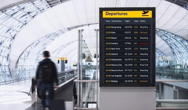 digital infoskjerm flyplass