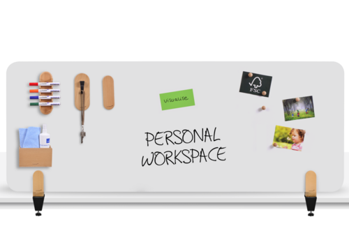 ELEMENTS desk divider whiteboard 60x160cm clamps