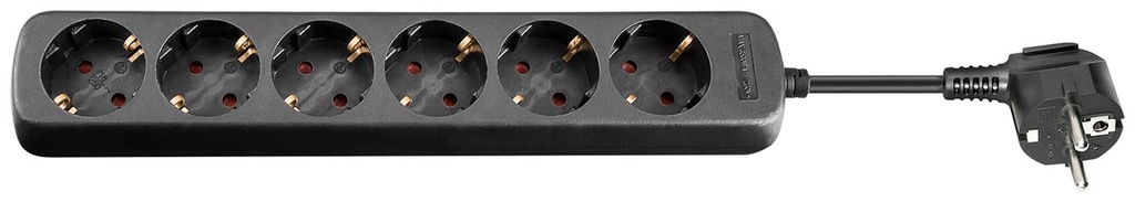 6-Way Power Strip, 5 m, sort
