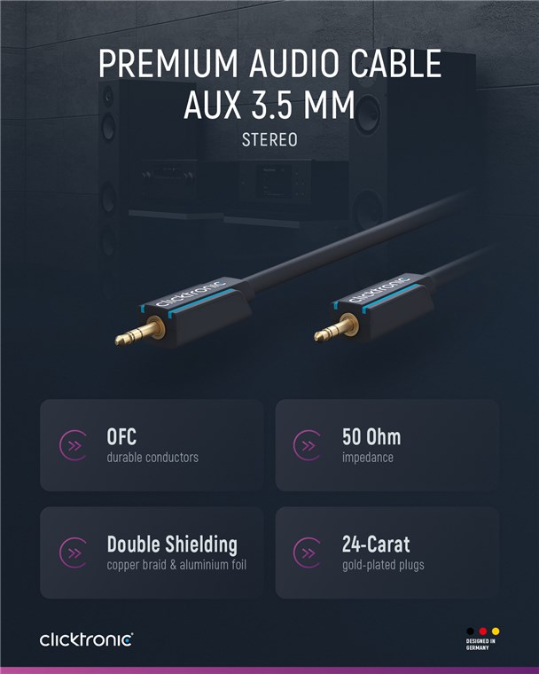 3.5 mm AUX Cable, Stereo, 10m