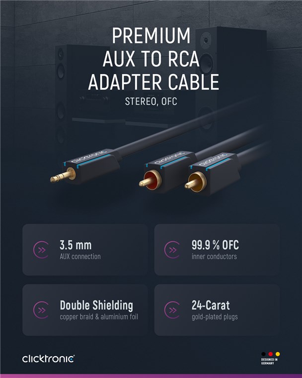 3,5 mm AUX til RCA adapterkabel, stereo
