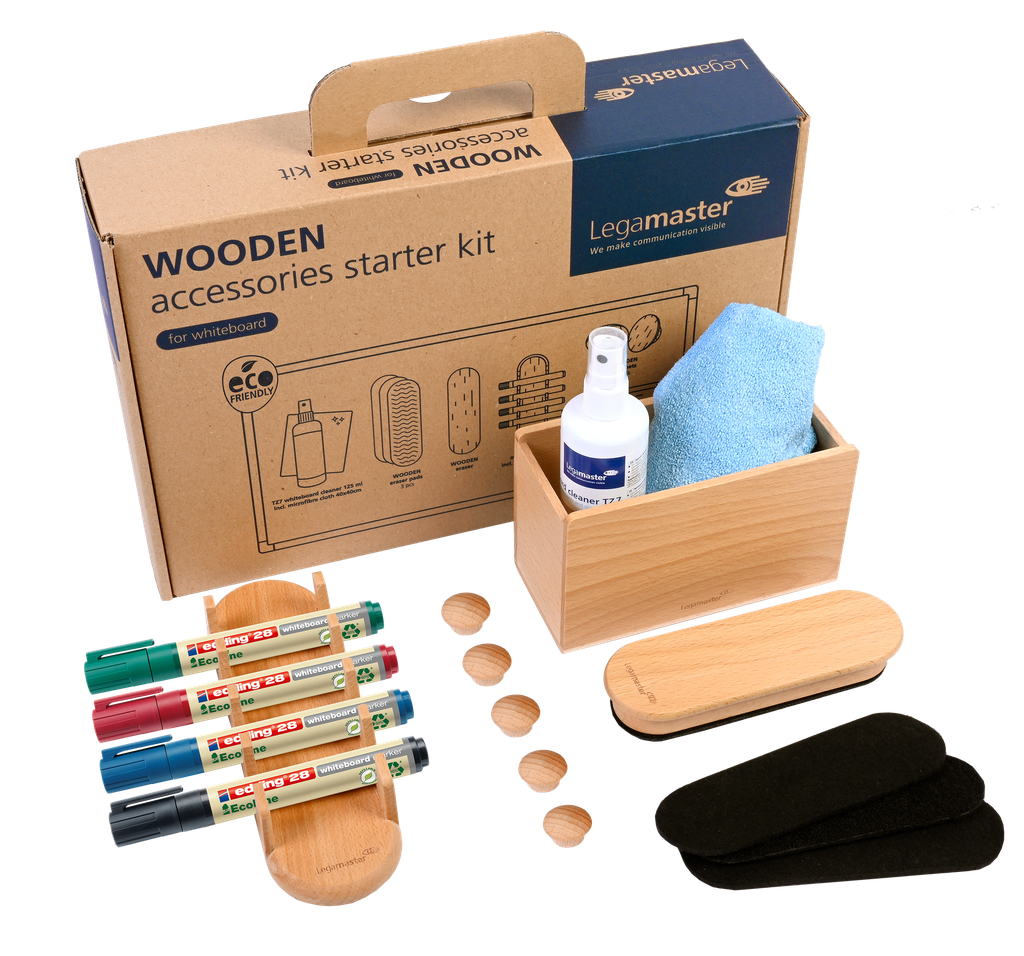 WOODEN whiteboard accessory set 17-piece