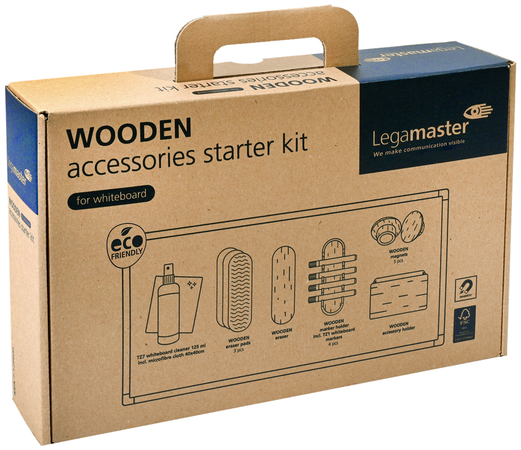 WOODEN whiteboard accessory set 17-piece