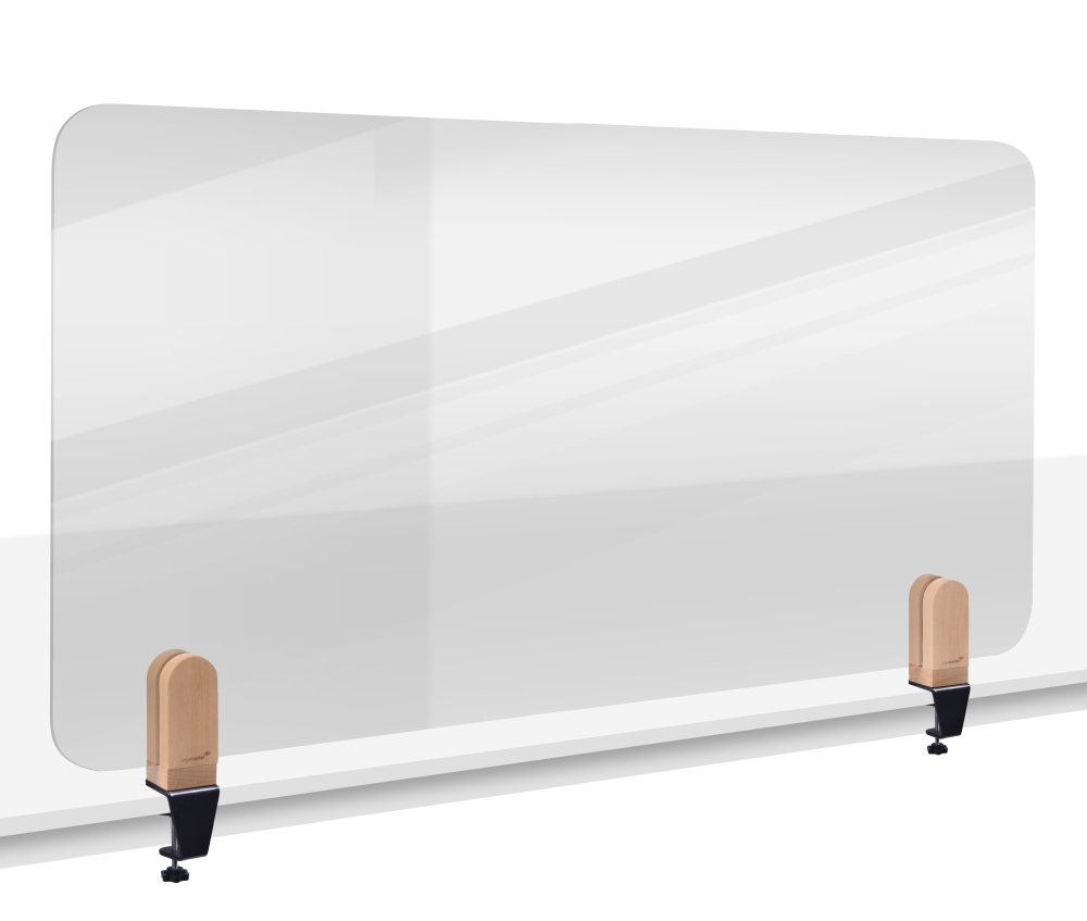 ELEMENTS desk divider transparant 60x120cm clamps