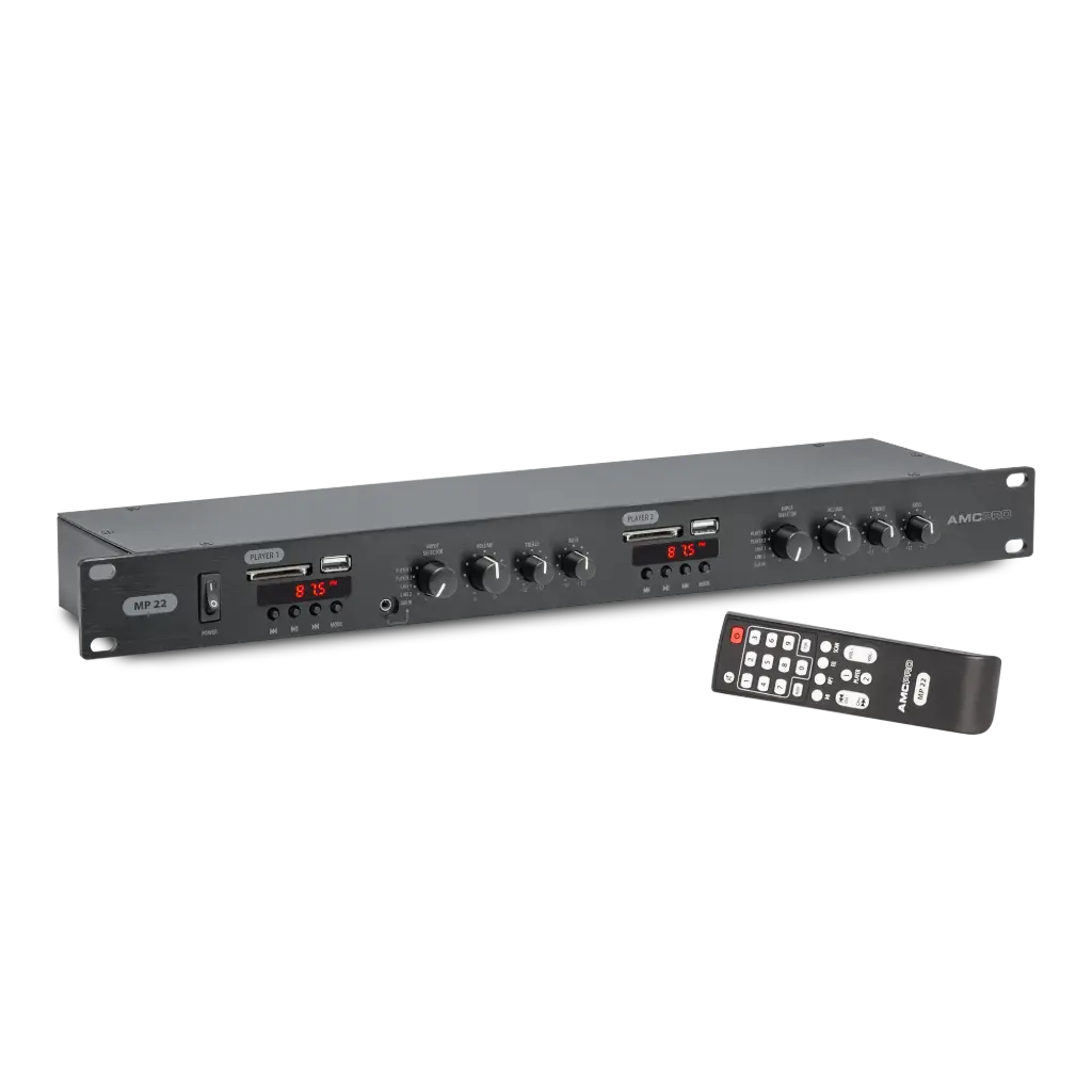 AMC PRO MP 22 Senter for musikk Inn: Blåtann USB linje  Utganger: Balansert Phoenix 2 x RCA