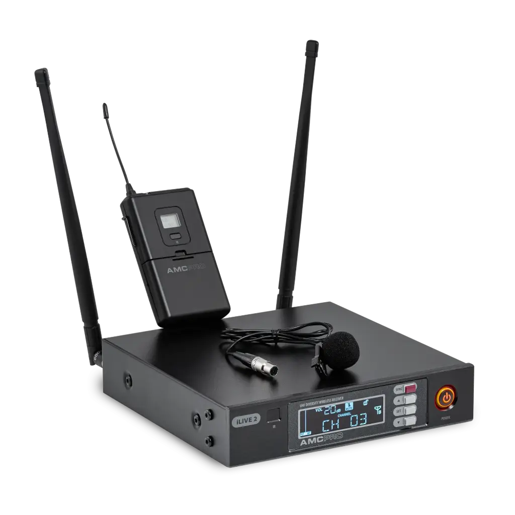 AMC PRO iLive 2 Lavalier Trådløst sett lommesender mygg mottaker 606-621MHz 32 tilgjengelige kanaler  