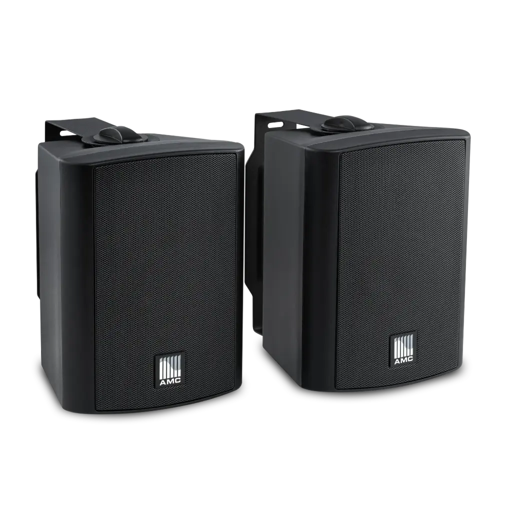 AMC PRO POWER BOX 5 Sort aktiv / passiv 2 x 20W 5,25 + 1" 160x 120 grader H/V 2 bånd EQ RCA inn Phoenix for passiv