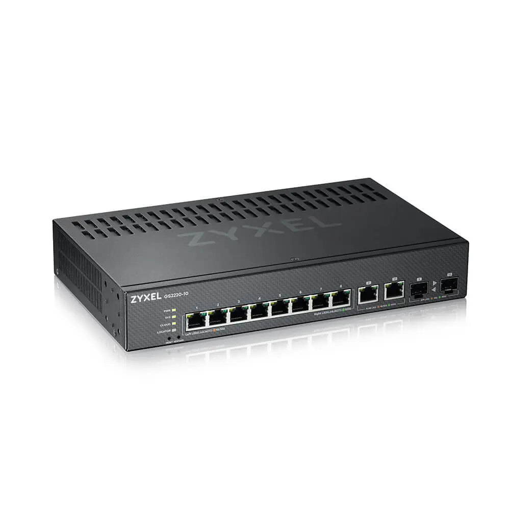  Zyxel GS2220-10HP GbE L2+ Managed Switch for AV netverk Små Dante nettverk