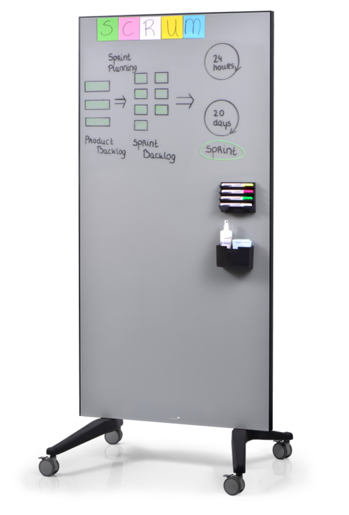 Legamaster mobile glassboard 90x175cm grey