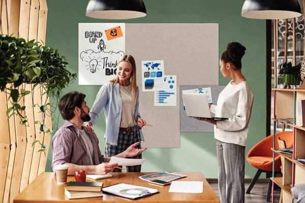 Legamaster BOARD-UP acoustic pinboard 75x75cm quiet grey
