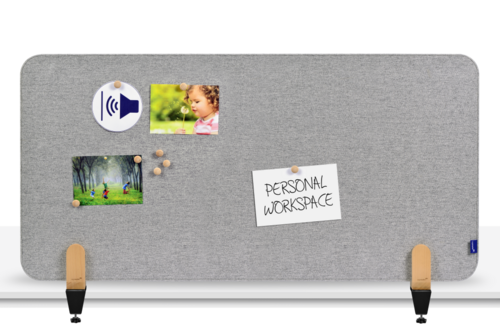 Legamaster ELEMENTS Støydempende bordskjerm 60x120cm Grå, med beslag