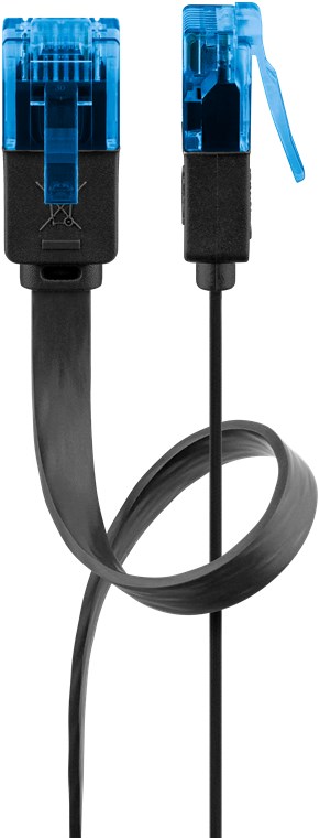 Goobay CAT 6A Flat Patch Cable U/UTP, black, 10m