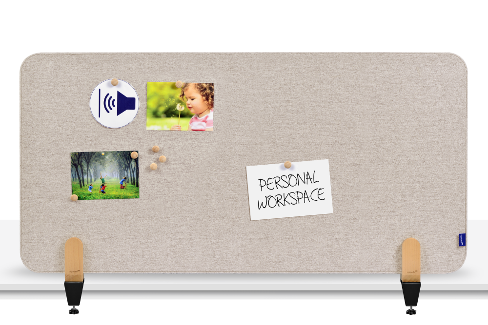 Legamaster ELEMENTS Støydempende bordskjerm 60x120cm Beige, med beslag