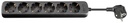 Goobay 6-Way Power Strip, 5 m, sort